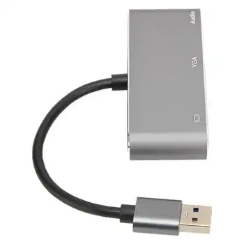 Мультимедийный интерфейс USB3.0 с высокой четкостью изображения, адаптер VGA, USB-накопитель с разделенным экраном 1080P, бесплатный привод, USB-концентратор 3 В 1.