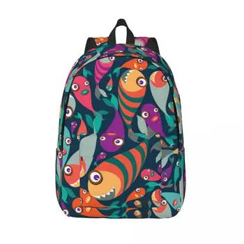 Мужской женский рюкзак, школьный рюкзак большой емкости для студентов, красивая коллекция тропических рыб, школьная сумка