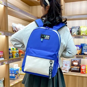 Школьный рюкзак Контрастного цвета Harajuku Сумка Женская Для девочек Нейлоновые Водонепроницаемые Дорожные Рюкзаки Сумки для книг для отдыха 2023