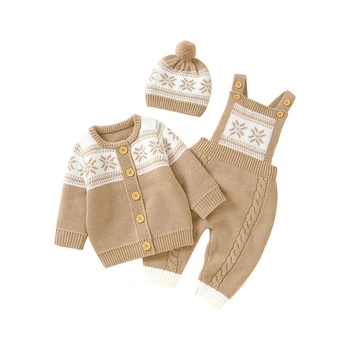 Зимние комплекты детской одежды, Осенние повседневные свитера, куртки + Комбинезон + шапки, одежда для новорожденных мальчиков и девочек из 3 предметов, костюмы для малышей 0-18 м
