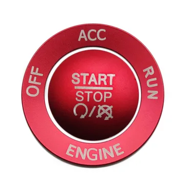 Крышка ручки кнопки запуска и остановки двигателя + Кольцо для отделки Аксессуаров для Dodge Challenger Charger 2015-2020 ((красный))