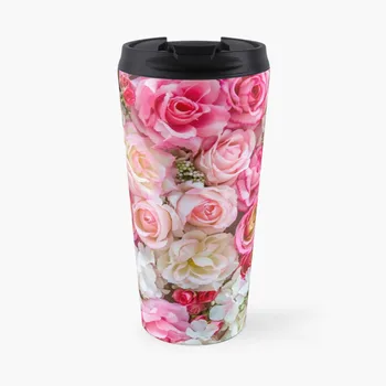 Розовые и красные Розы, Романтическая Кофейная кружка для путешествий с цветочным рисунком, Термостекло для кофе, чашки для завтрака, Кофейная Кружка для путешествий