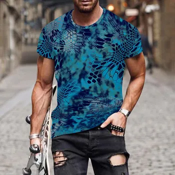 Мужская летняя модная повседневная футболка с цифровым 3D принтом, рубашка с коротким рукавом, топ