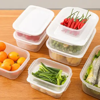 Ящик для хранения холодильника с пищевой прозрачной уплотнительной крышкой, органайзер для фруктов и овощей в холодильнике большой емкости, Кухонные принадлежности